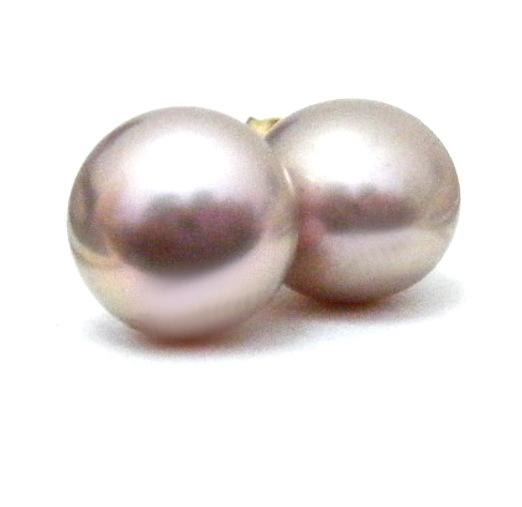 Pink 8.4mm Round Pearl Stud Earrings